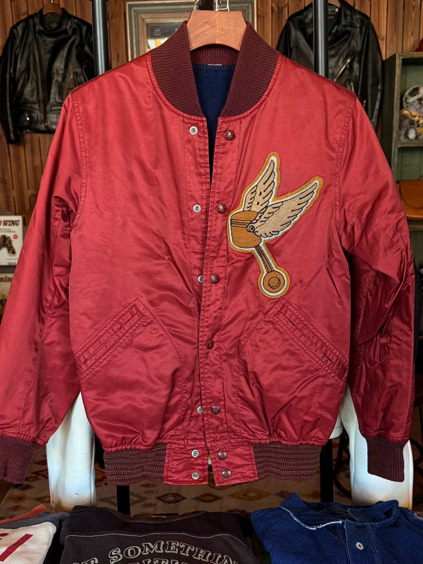 RRL Double RL Hammer Embroidered Baseball Jacket