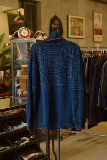Kapital Indigo Knit Sweater Two-Way Collar