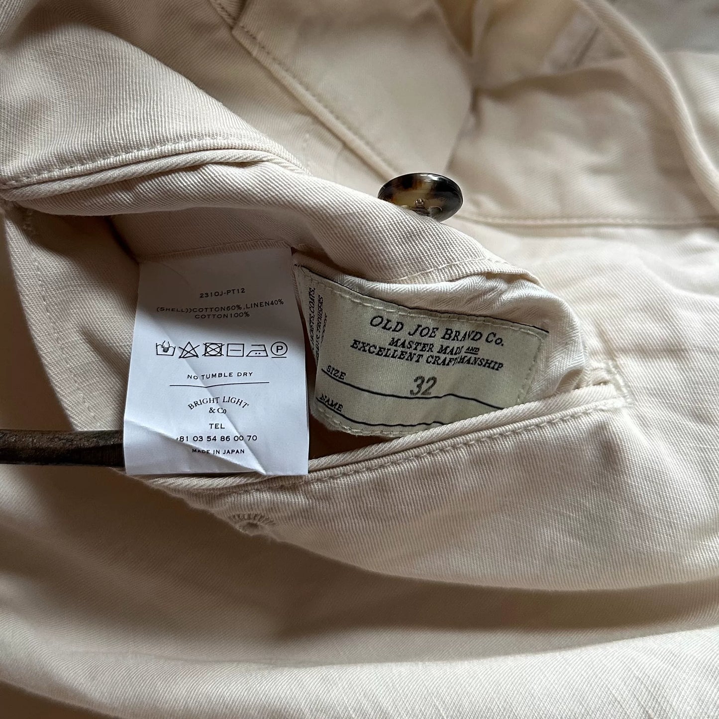 OLD JOE Cotton Linen Beige Pants
