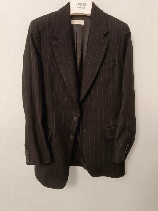 Dries Van Noten Striped White Lapel Blazer