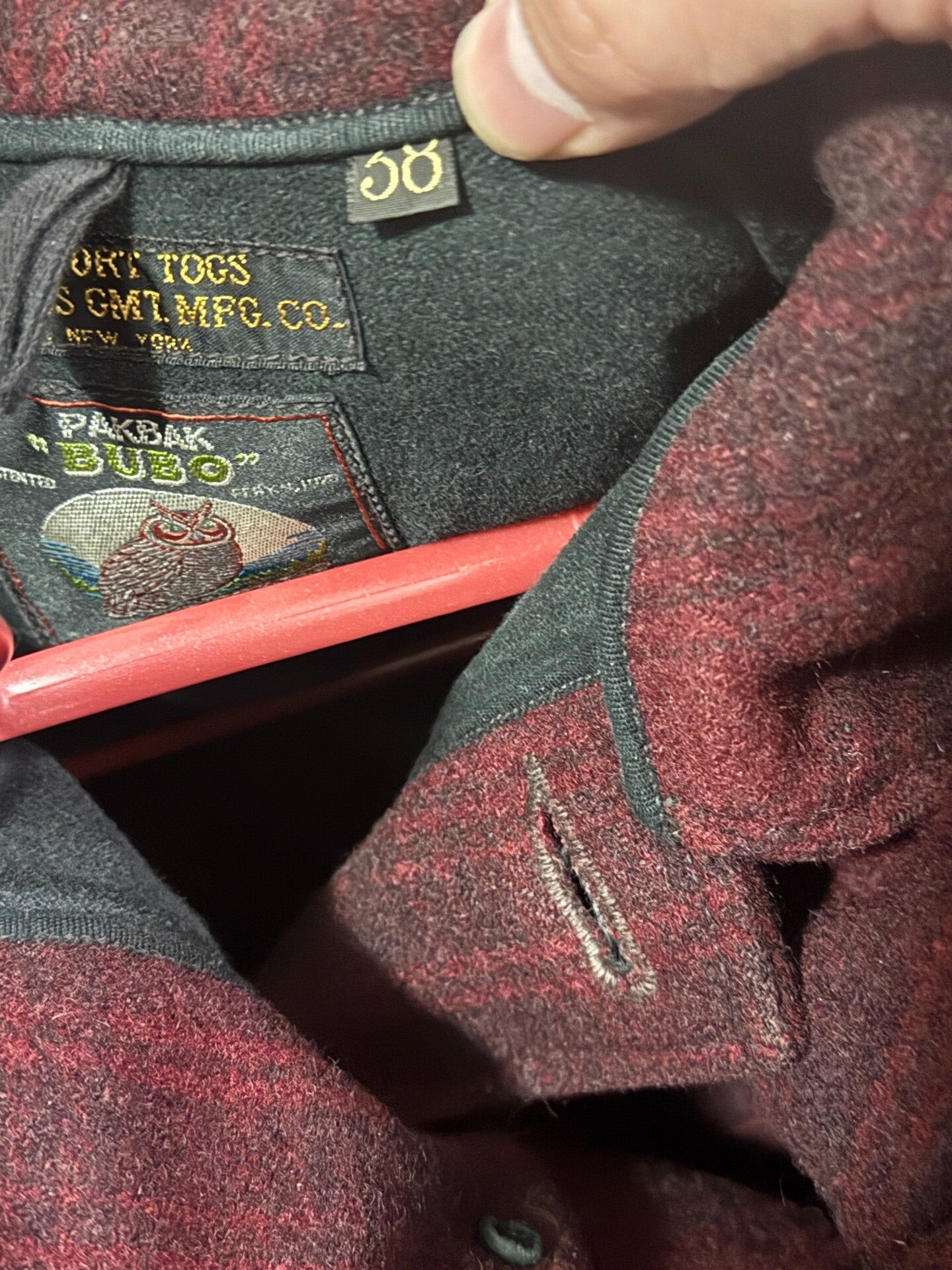 Heavy Wool Hunting Jacket in Burgundy