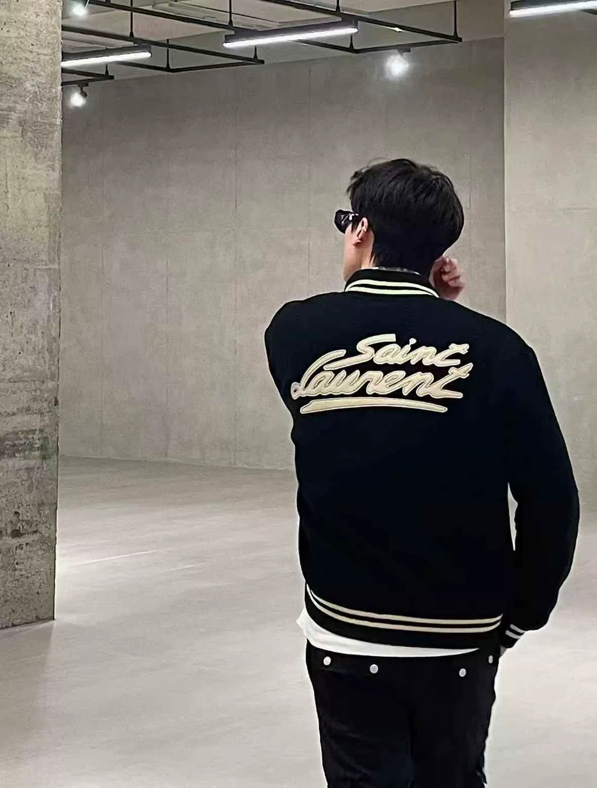 Saint Laurent Black Signature Baseball Jacket