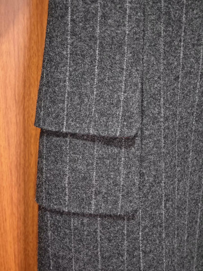 Yuji Yamada Wool Overcoat with Stripes