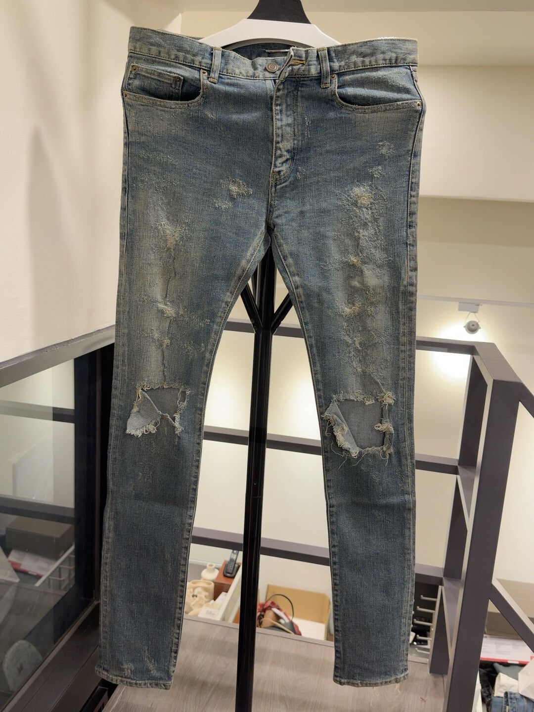 Saint Laurent Distressed Denim Pants