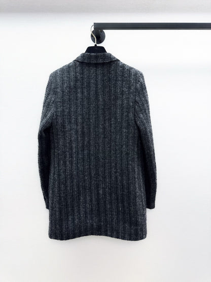 Saint Laurent Gray Black Check Wool Blazer