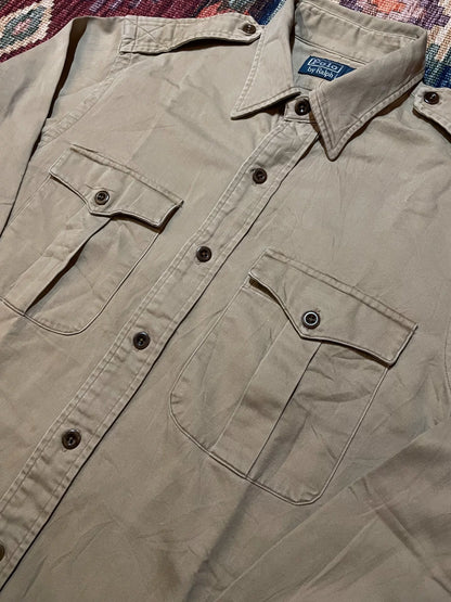 RALPH LAUREN Khaki Puppy Print Military Shirt