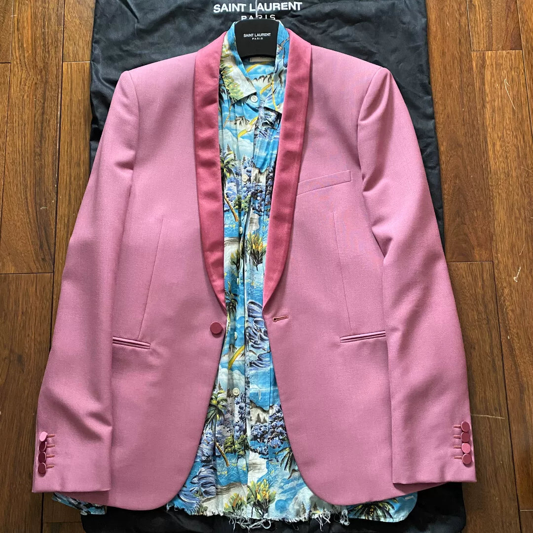 Saint Laurent 2016 Runway Pink Shawl Blazer