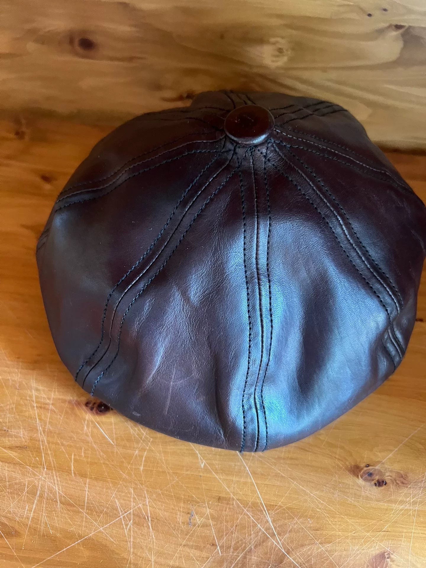 leather patchwork newsboy cap for small heads