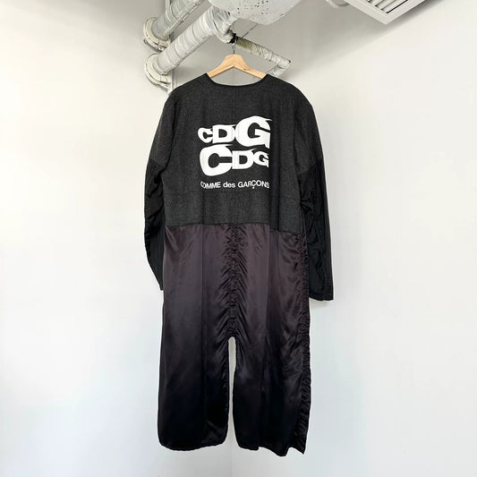 CDG Collarless Printed Tailcoat Trench