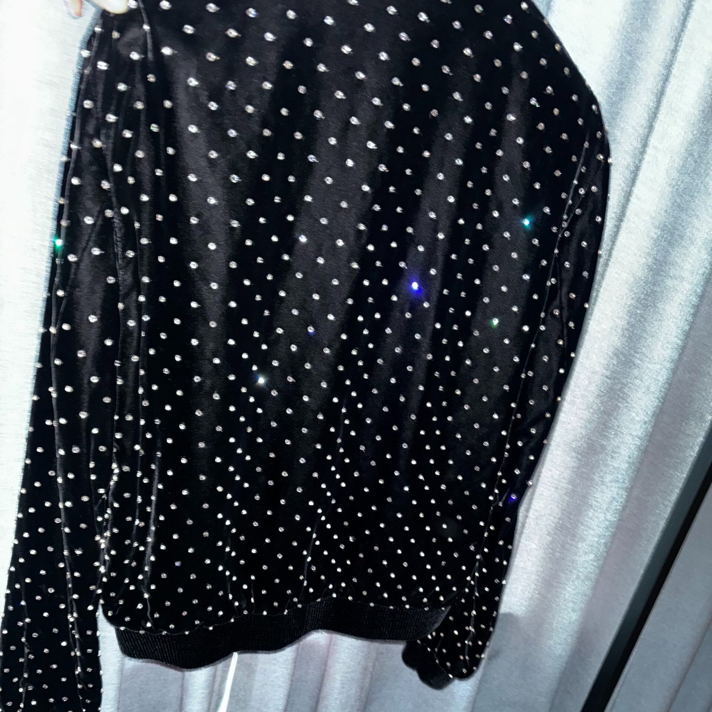 black velvet embellished bomber jacket