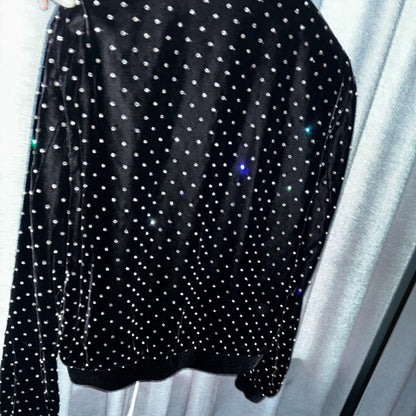 black velvet embellished bomber jacket