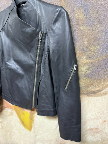 black leather motorcycle jacket size S