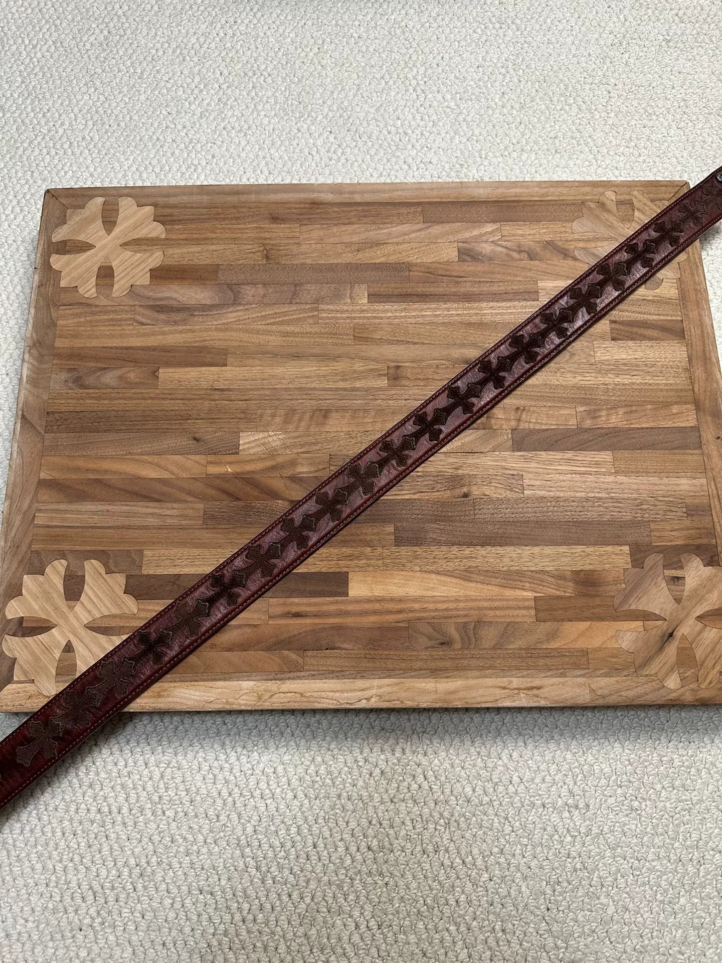 Chrome Hearts Brown Suede Cross Patch Belt 32