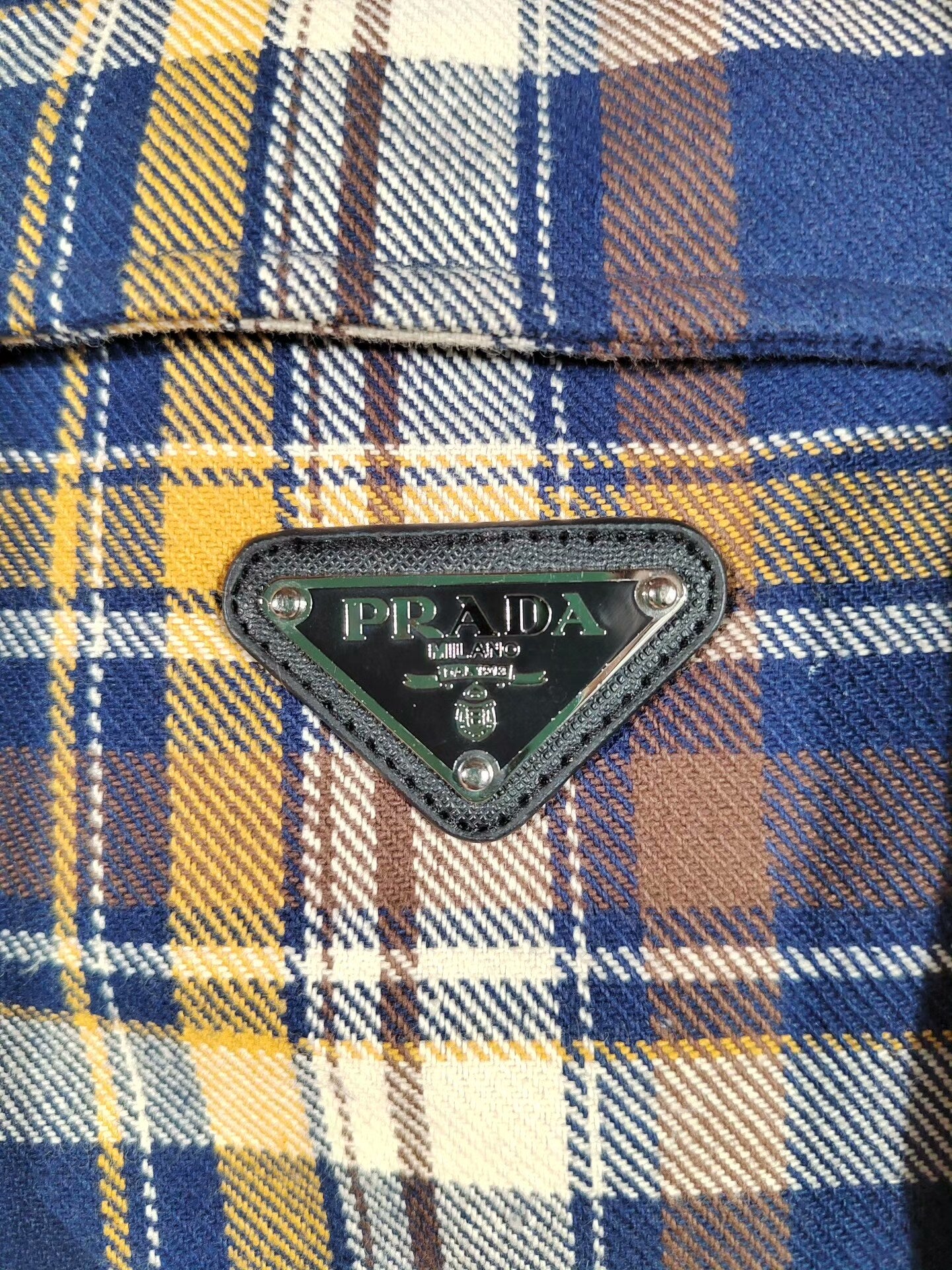 PRADA Plaid Shirt Jacket with Orange Lining