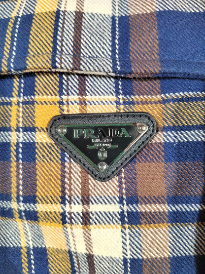 PRADA Plaid Shirt Jacket with Orange Lining