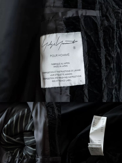 yohji yamamoto velvet striped coat
