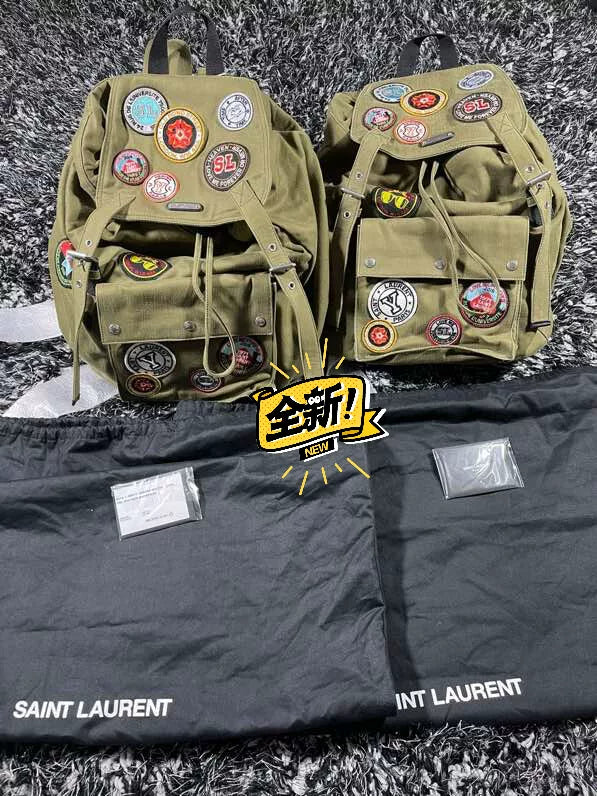 military green patch backpack from saint laurent