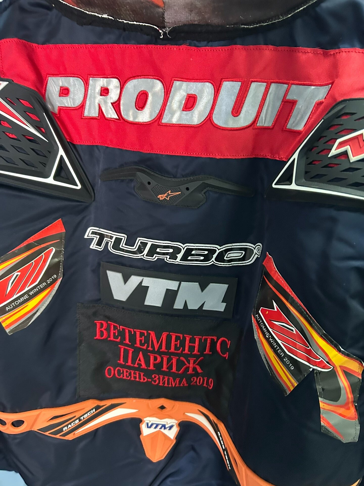 vetements x alpha bomber jacket with logos