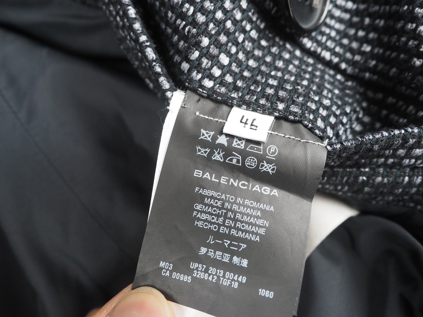 Balenciaga FW13 Black Gray Blend Coat