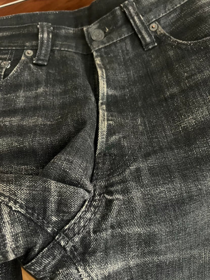 classic black denim jeans with red selvedge