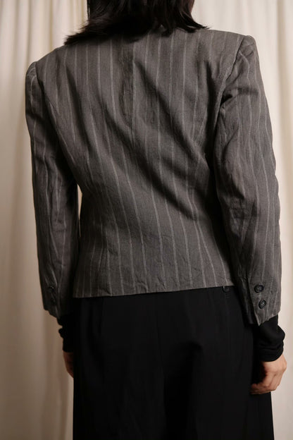 Y's by Yohji Yamamoto Gray Stripe Coat