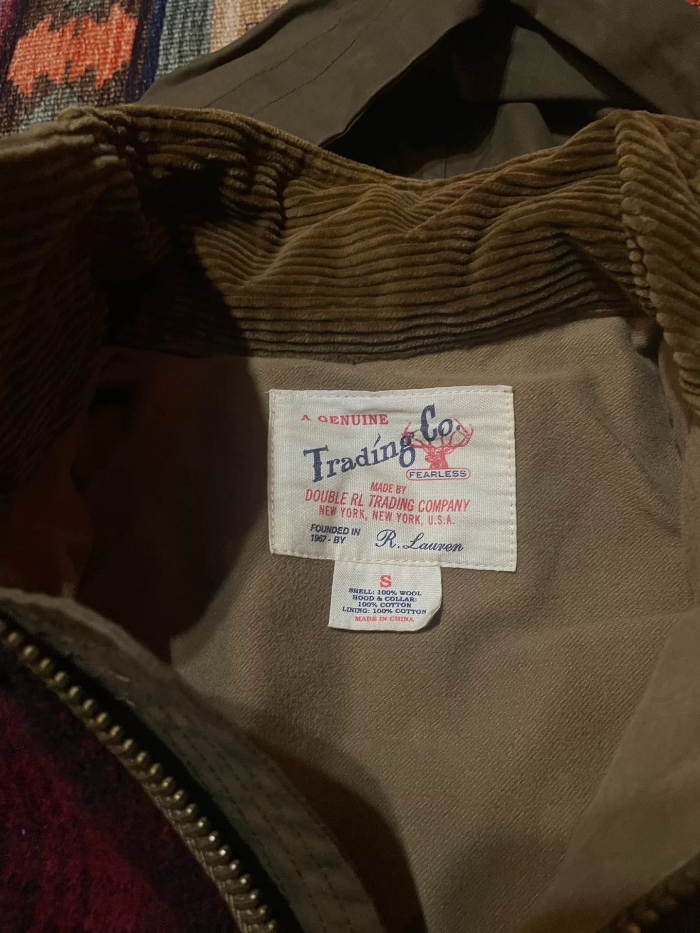 RRL Wool Check Hiking Hunting Coat