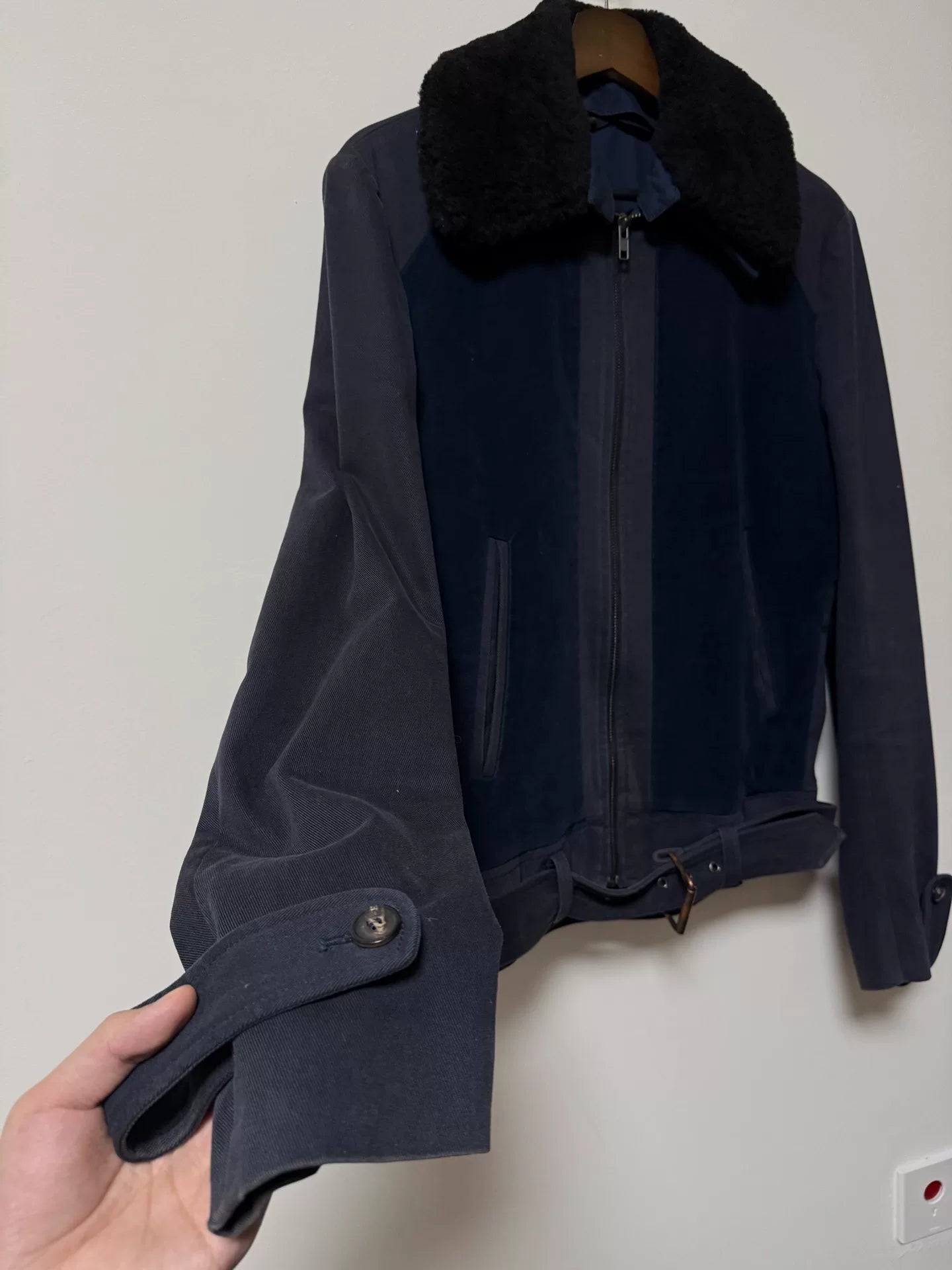 maison martin margiela detachable fur collar jacket