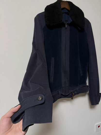maison martin margiela detachable fur collar jacket