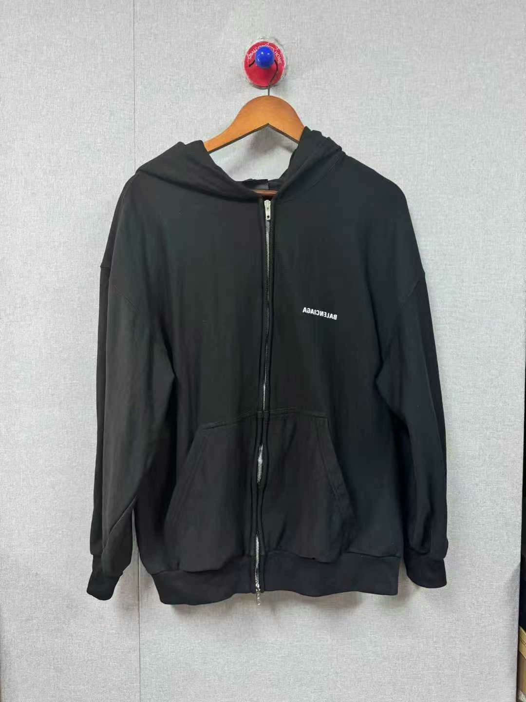 balenciaga logo zip-up jacket in black