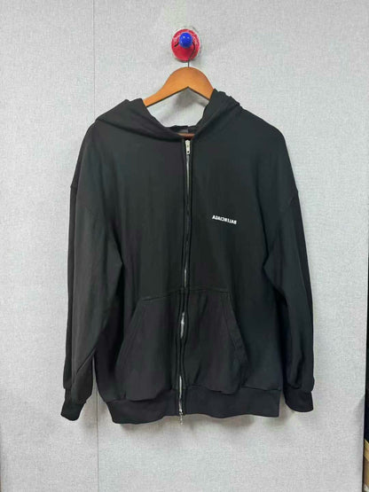 balenciaga logo zip-up jacket in black