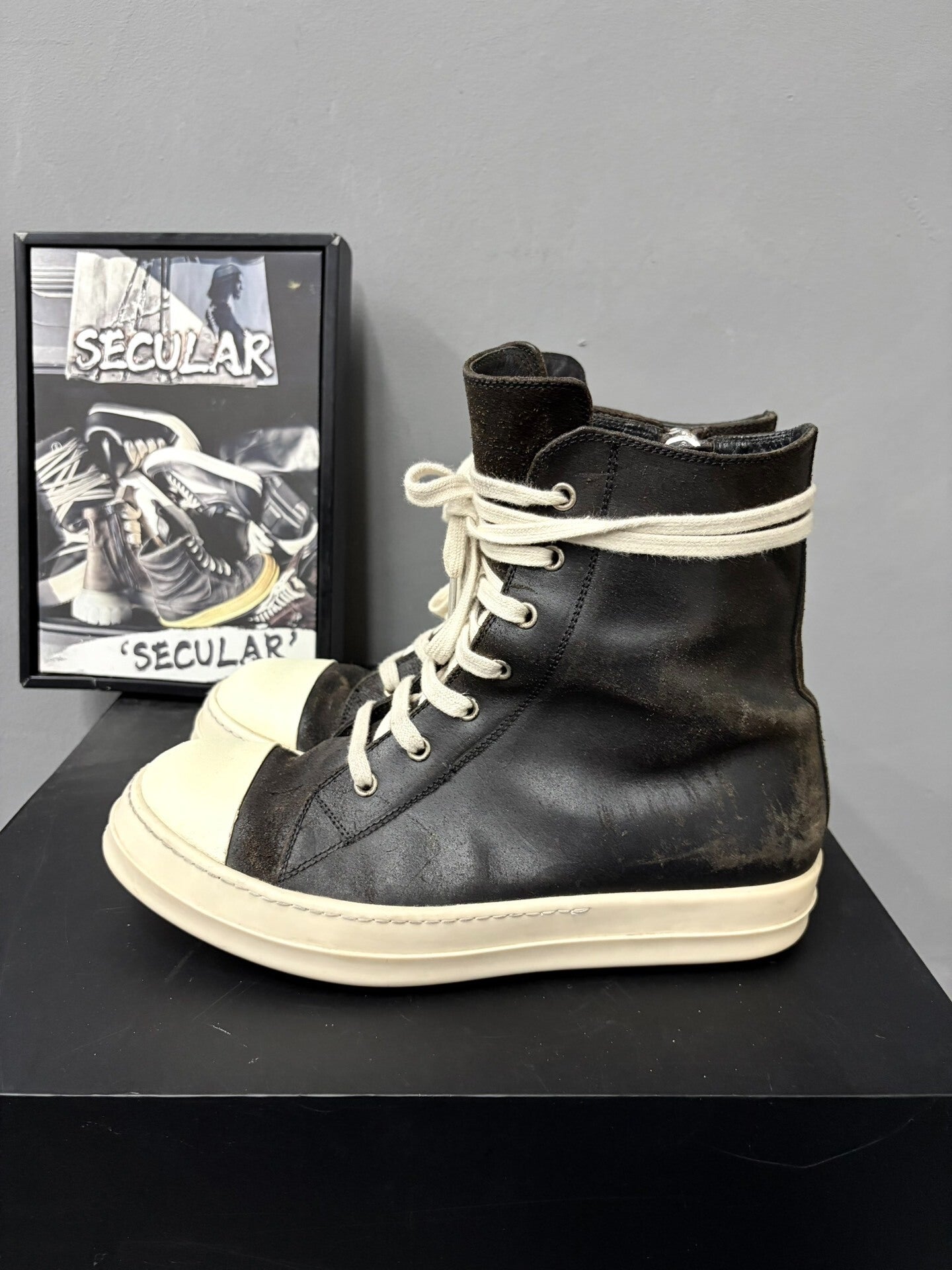Rick Owens High-Top Leather Sneakers