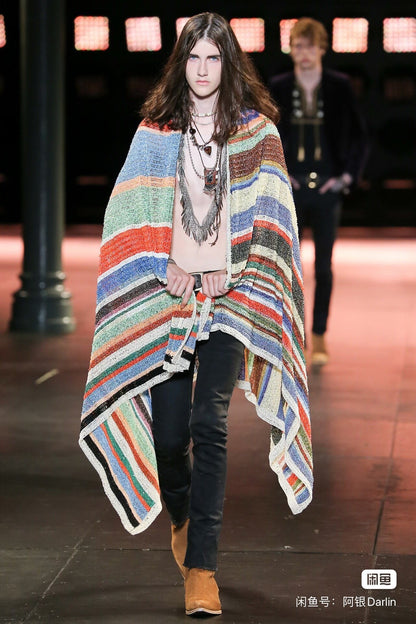 ysl bohemian style leather pendant necklace