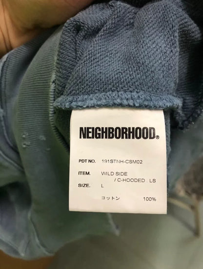 blue distressed hooded sweatshirt