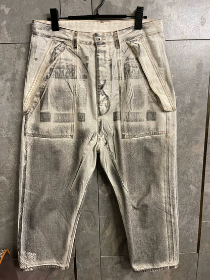 rick owens drkshdw zebra print long pants