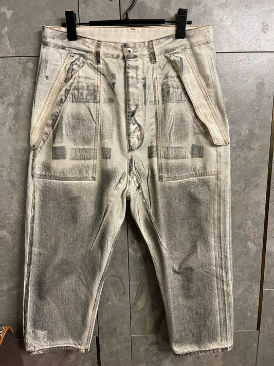 rick owens drkshdw zebra print long pants