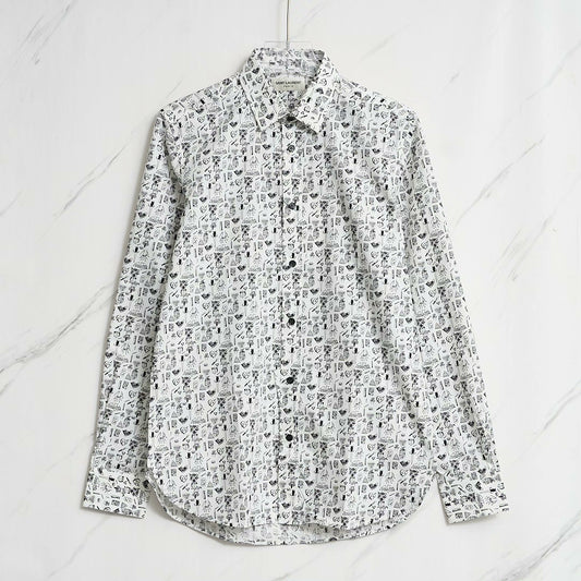 Saint Laurent Men's White Graphic Shirt