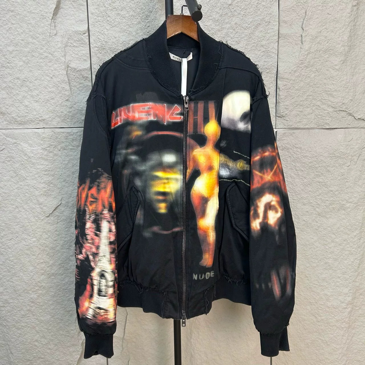 Givenchy Distressed Long Sleeve Zip Jacket