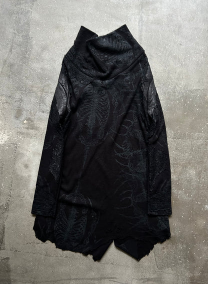 stylish black printed long sleeve top