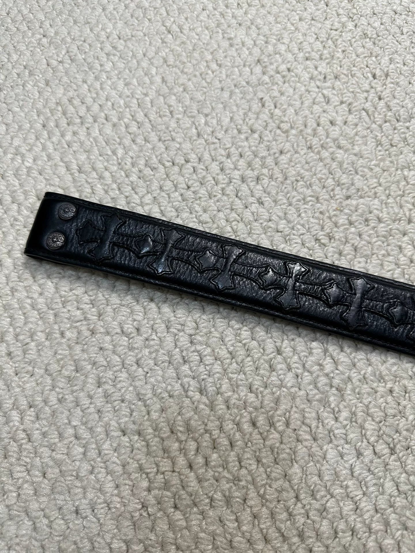 Chrome Hearts Black Cross Patch Leather Belt