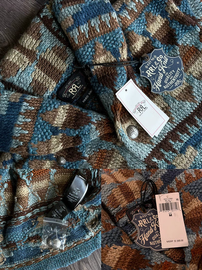 RRL Indian Totem Argyle Shawl Collar Sweater