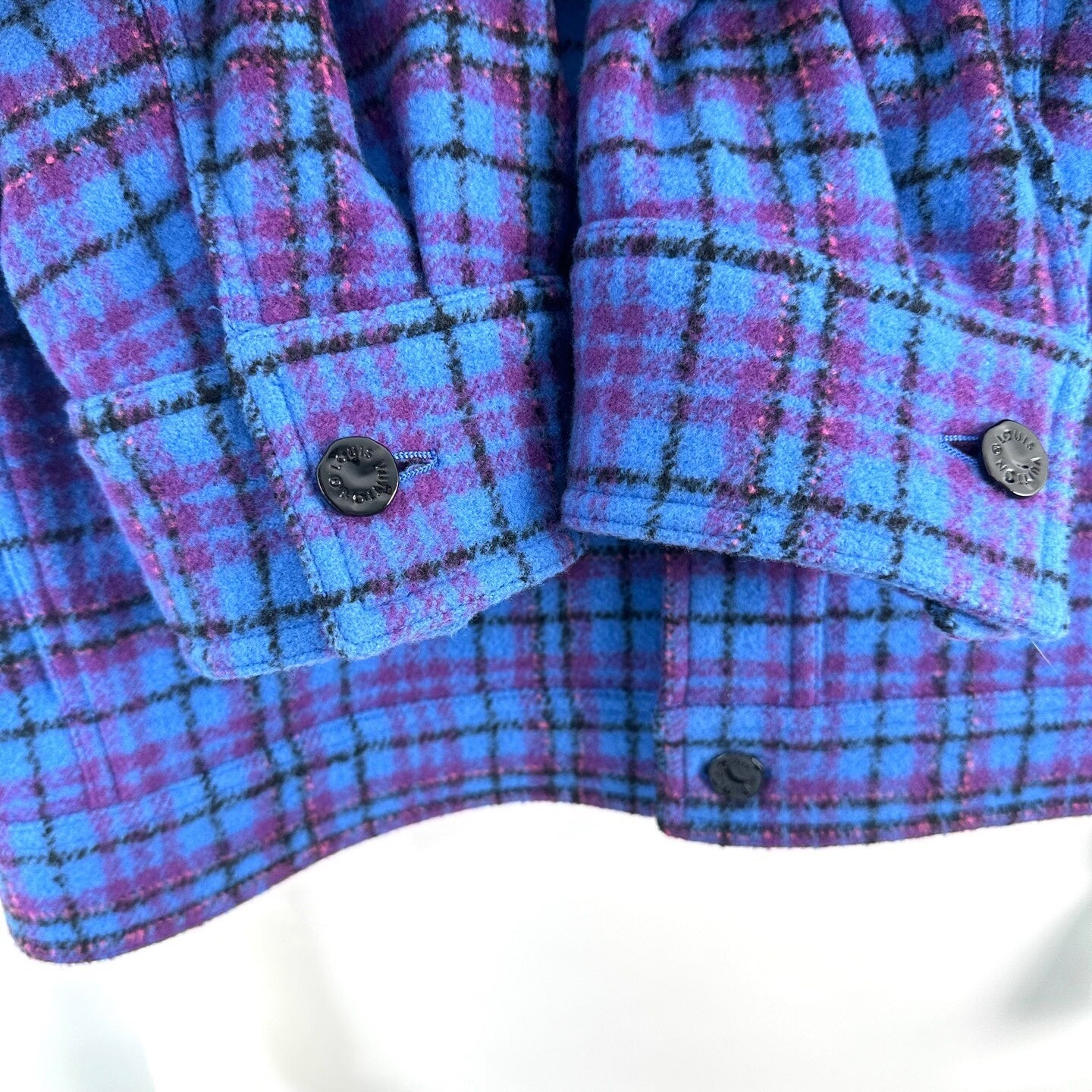 Louis Vuitton Blue Flannel Plaid Jacket 48