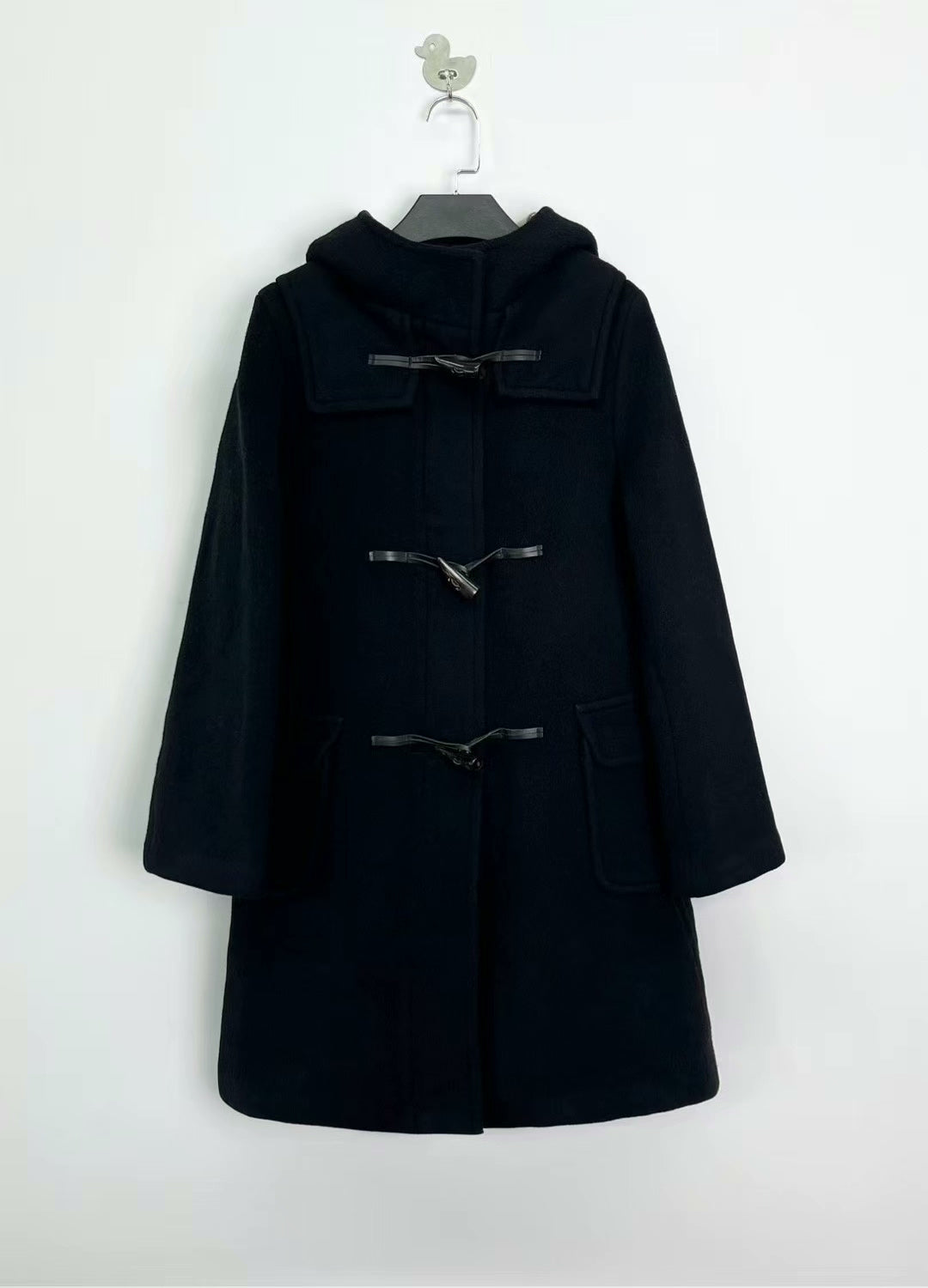 burberry black duffle coat with hood