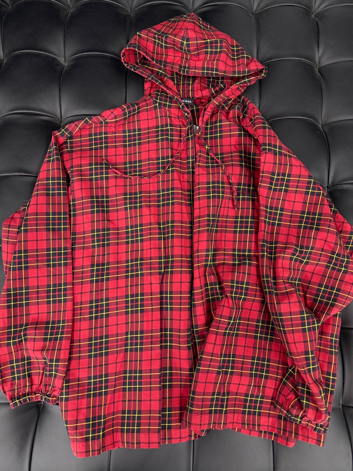 Balenciaga Plaid Hooded Shirt