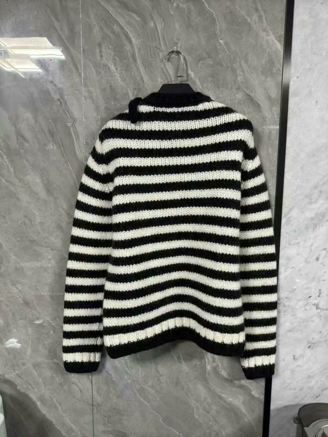 black and white striped wool sweater