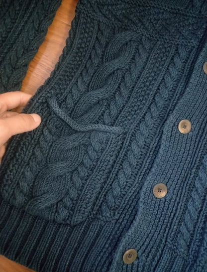 RRL Ralph Lauren Vintage Indigo Cable Knit Cardigan