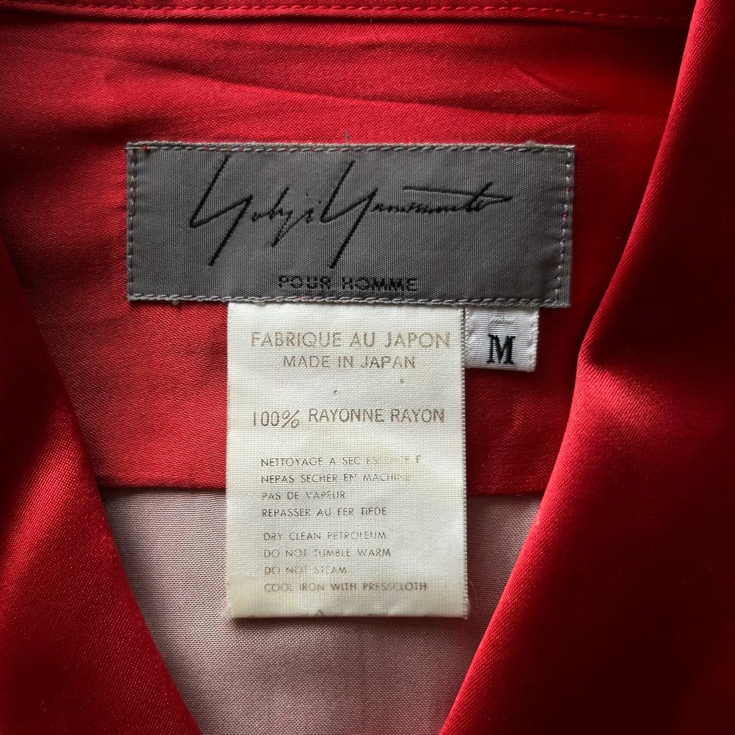 Yohji Yamamoto Red Silk Button-Up Shirt