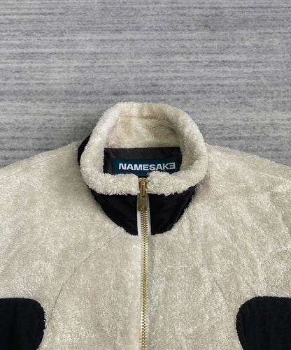 black and white fleece jacket with color blocking