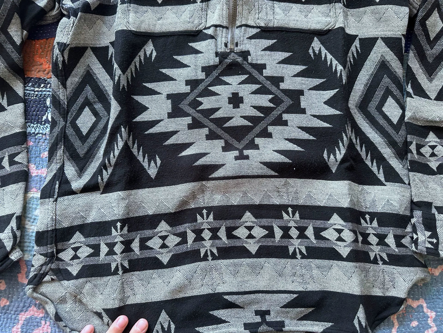 southwestern half-zip shirt in size M