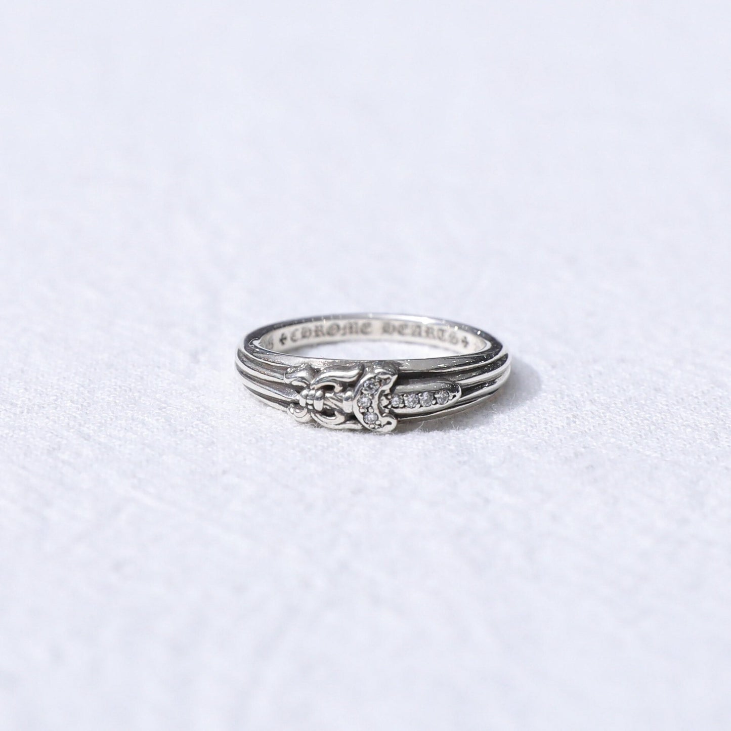 Chrome Hearts 925 Silver White Diamond Sword Ring