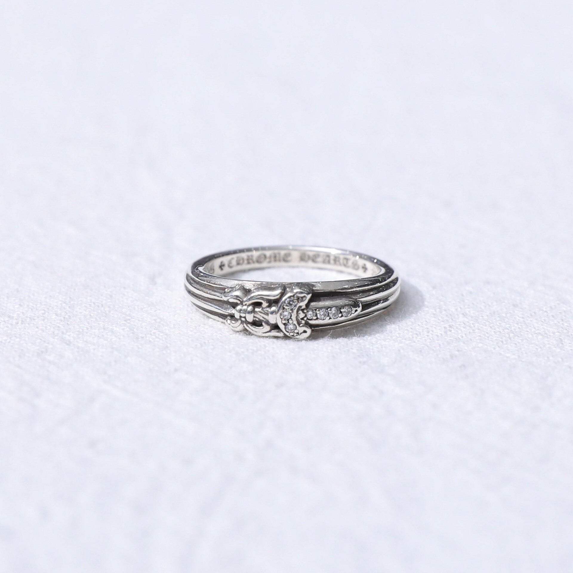 Chrome Hearts 925 Silver White Diamond Sword Ring